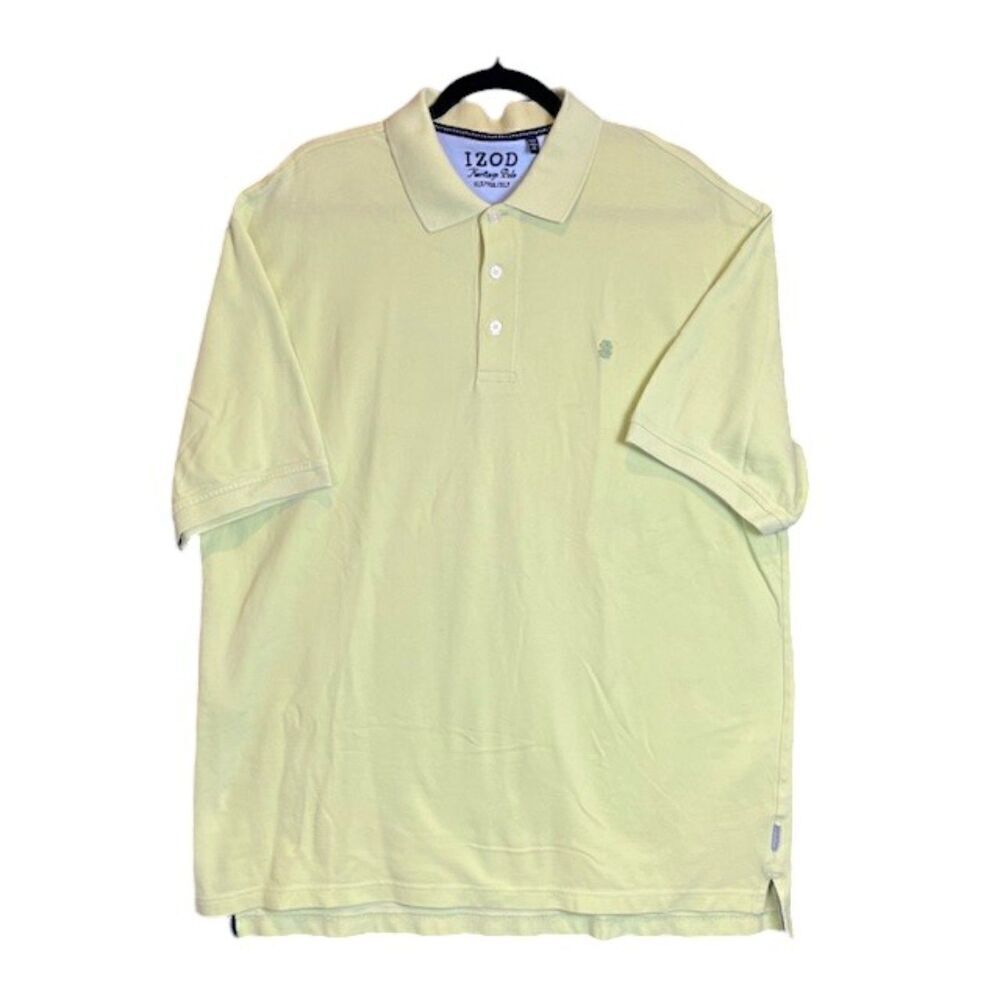 IZOD Heritage Polo Light Lime Green Cotton Men's Size XLT‎ tall